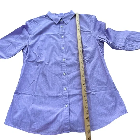 Banana Republic Womens Size 12 Riley Lilac Purple Striped Cotton Blend Button Up - Picture 6 of 12